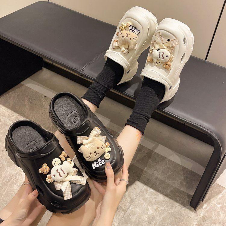 Product Introduction of 2025Miao~ Cute Meow Meow Sauce 6.0 Height Increasing Thick-Soled Girl's Clogs for Autumn Outdoor Wear Non-Slip Versatile Closed-Toe Slippers Shoes Women 14