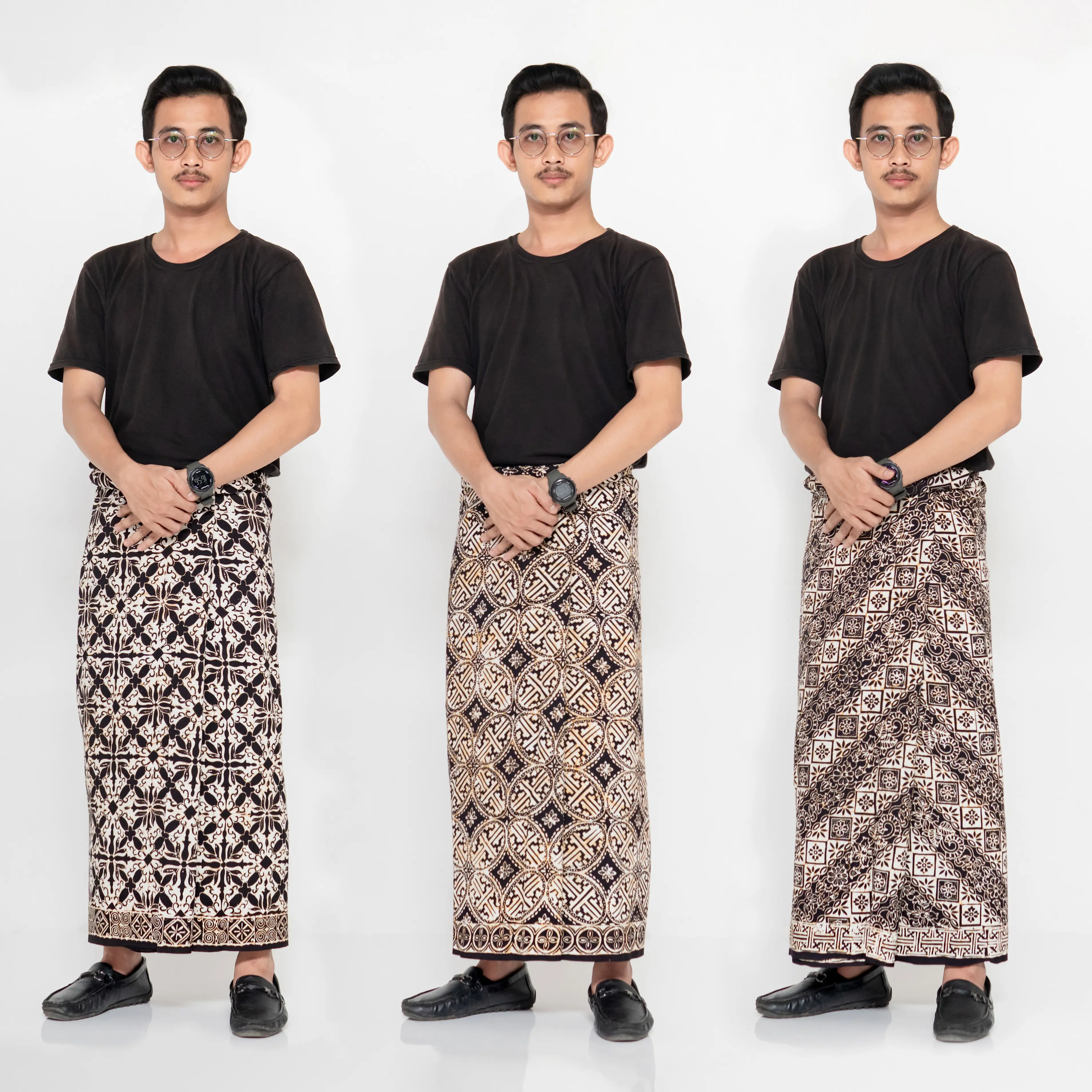 Sarung Batik Cap Klasik Pekalongan [Kain RAYON Eksklusif] Merk HUM - Sarung Dewasa Pria Wanita Semi Katun Motif Hitam Putih Santri Muslim Nyaman Bukan Printing