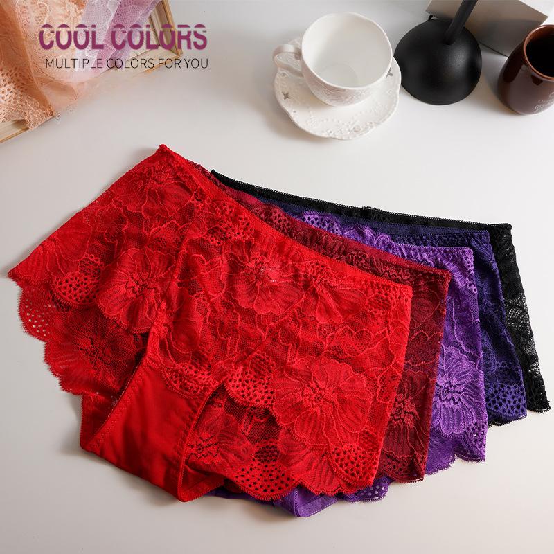 Product Introduction of Flower Lace Sexy Panties for Women High Waist Tummy Control Hollow Mesh Sexy Comfortable Breathable Briefs 2