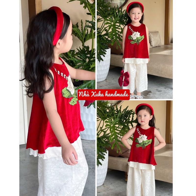 Yếm nhung đôi Mai Hồ Mẹ & bé gái( Nhà may Xuka handmade)