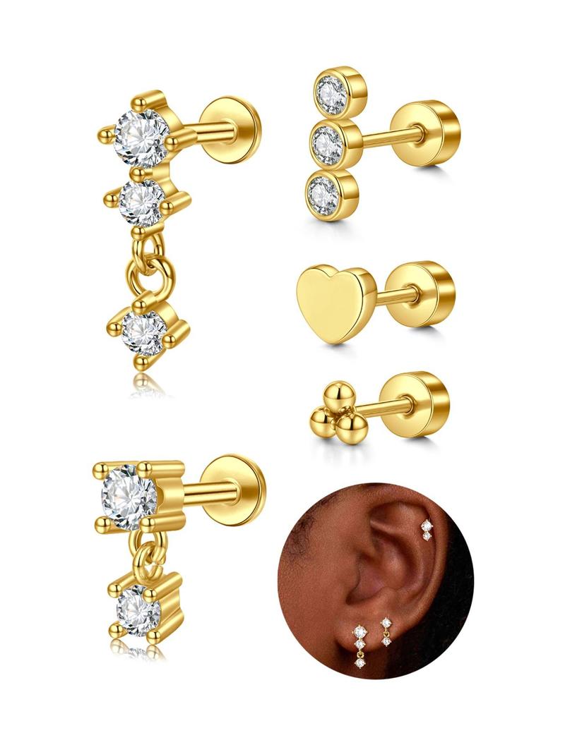 Product Introduction of Cartilage Pretty Studs  Earrings for Women, Threadless Flat Back Earrings, Hypoallergenic Earring, Stainless Steels Forward Helix Jewelry 0