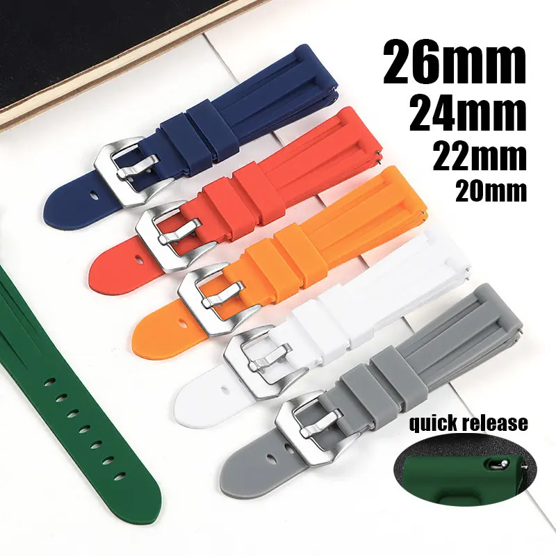 Dây Đeo Đồng Hồ Silicon, 20mm, 22mm, 24mm, 26mm, Dây Đeo Đồng Hồ Cao Su Thông Dụng Thích Hợp Cho Dây Đeo Omega Và Dây Đeo Tay Rolex, Khóa Chốt, Dây Đeo Cổ Tay