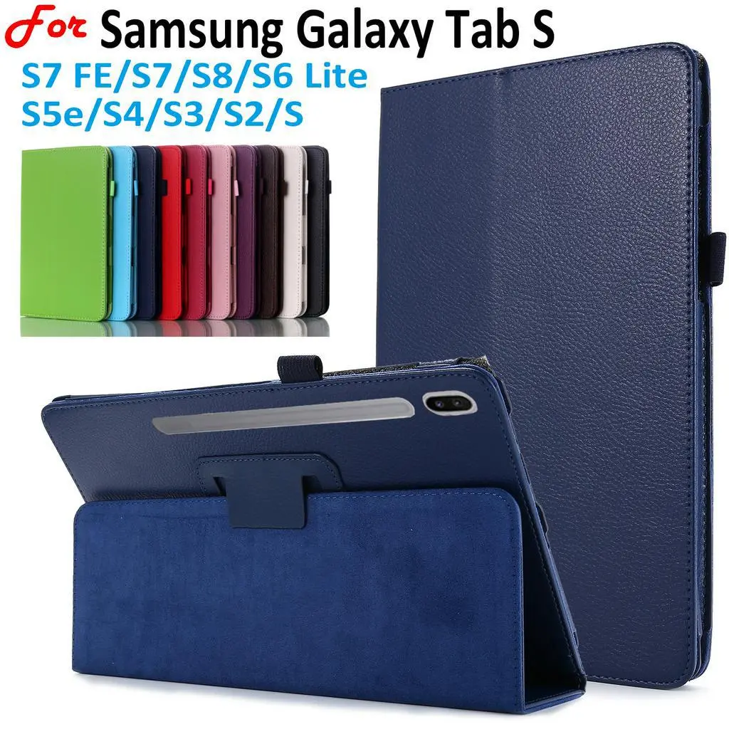Light Magnetic Flip Leather Case for Samsung Galaxy Tab S Series S2 S3 S4 S5e S6 Lite S8 Plus S7 FE 12.4 11.0 10.5 10.4 10.1 9.7 8.0 Inch + Send Stylus