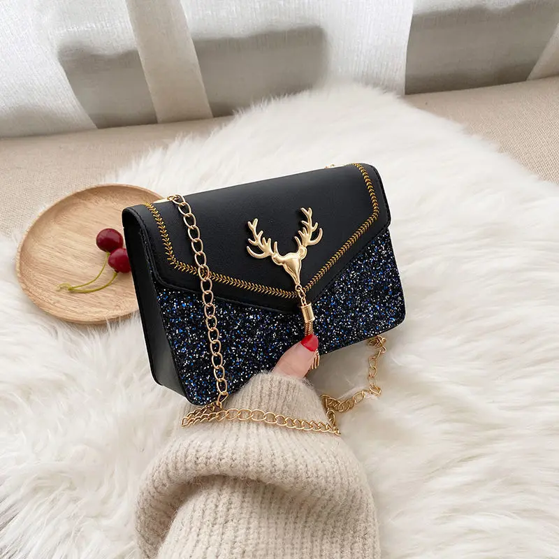 [8642 Positive Reviews] 2025 New Stylish Women's Bag with High-end Sequin Chain Shoulder Crossbody Bag Versatile Ins Student Small Square Bag