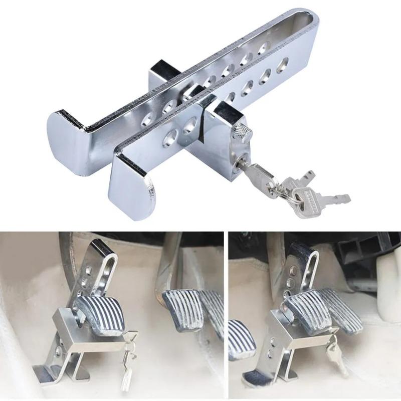 Product Introduction of Car Clutch Lock Universal Auto Steering Wheel Brake Pedal Lock Throttle Security Steel Stainless Anti-Theft Tool Pedal Lock 19