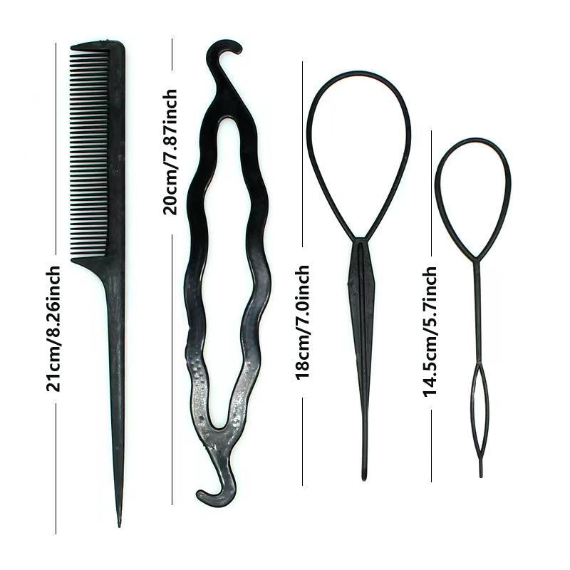 4pcs Hair Braiding Tool Set, Plastic Hair Twisters, Creative Heatless Hair Styling Tools 1