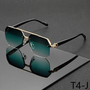 Cermin mata hitam fesyen logam separuh bingkai, gaya jambatan berganda klasik, sesuai untuk perjalanan harian, aktiviti luar, hadiah percutian, Krismas, musim kembali ke sekolah, Hari Valentine dan majlis-majlis lain Eyewear Sunglasses