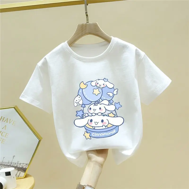 Summer girls' short-sleeved top 2025 new big-eared dog cartoon sweet children's t-shirt