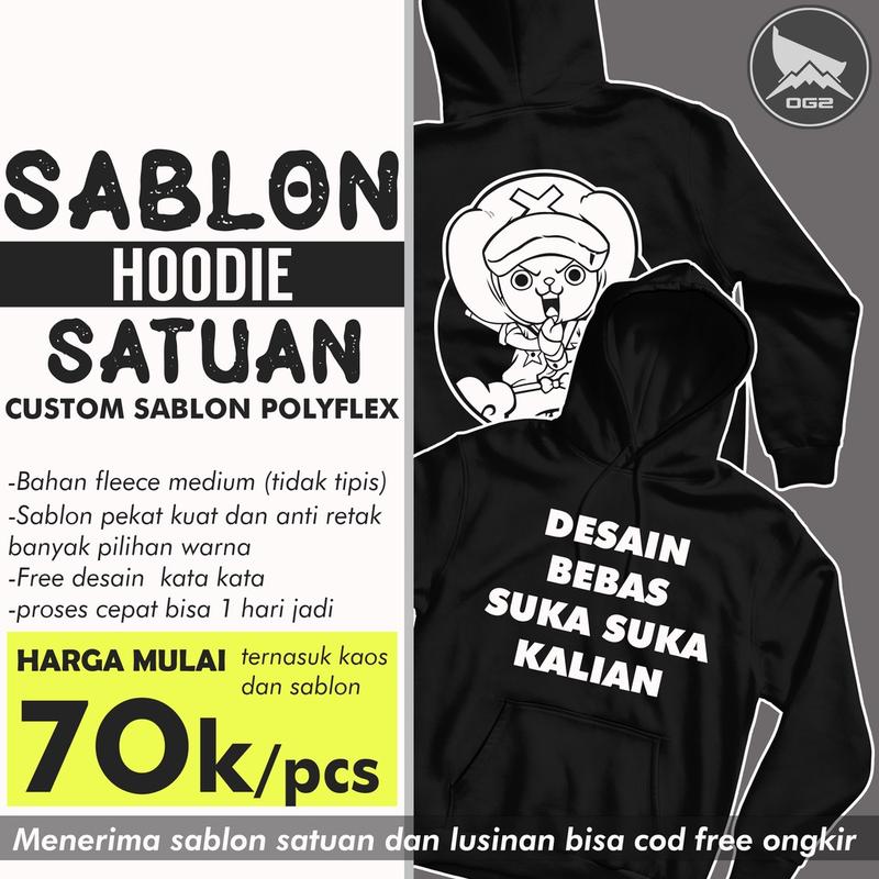 hoodie sablon polyflex satuan lusinan bisa jaket distro premium
