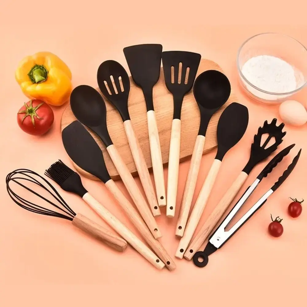 inminox 12PCS Multi-Purpose Food Grade Silicone Cookware Set Heat Resistant Ergonomic Kitchen Utensils Eco-Friendly BPA-Free Cooking Tools