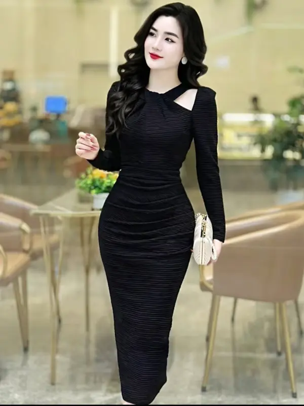 B5 Váy thiết kế sang chảnh dáng váy body ,chất xốp nhăn mềm mại co dãn nhẹ nhàng , không bai ,không xù, không gây kích ứng da. Nữ Women 1
