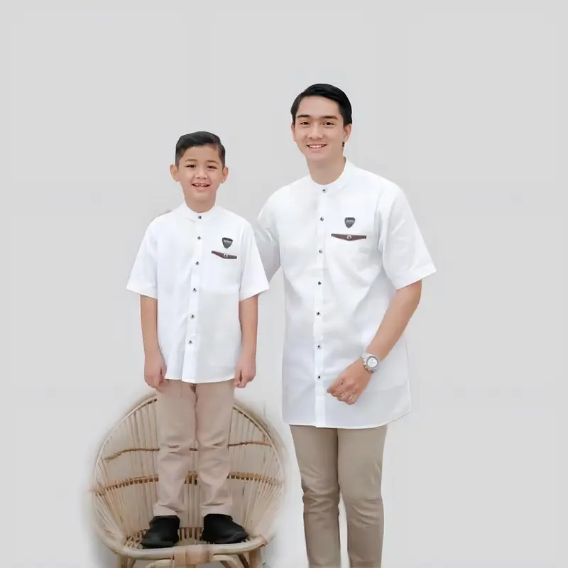 Baju Couple  Koko Ayah Dan Anak Lengan Pendek Motif Polos 0