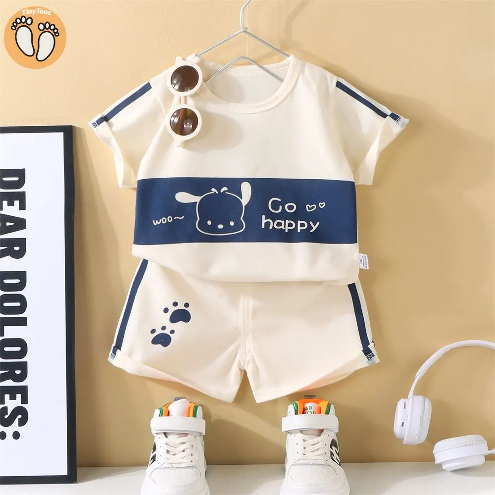 Kids Shortsleeves & Shorts Set 6M-6Yrs Cotton Fabric High Quality Terno Short Set Korean Style Fashion Short Terno
