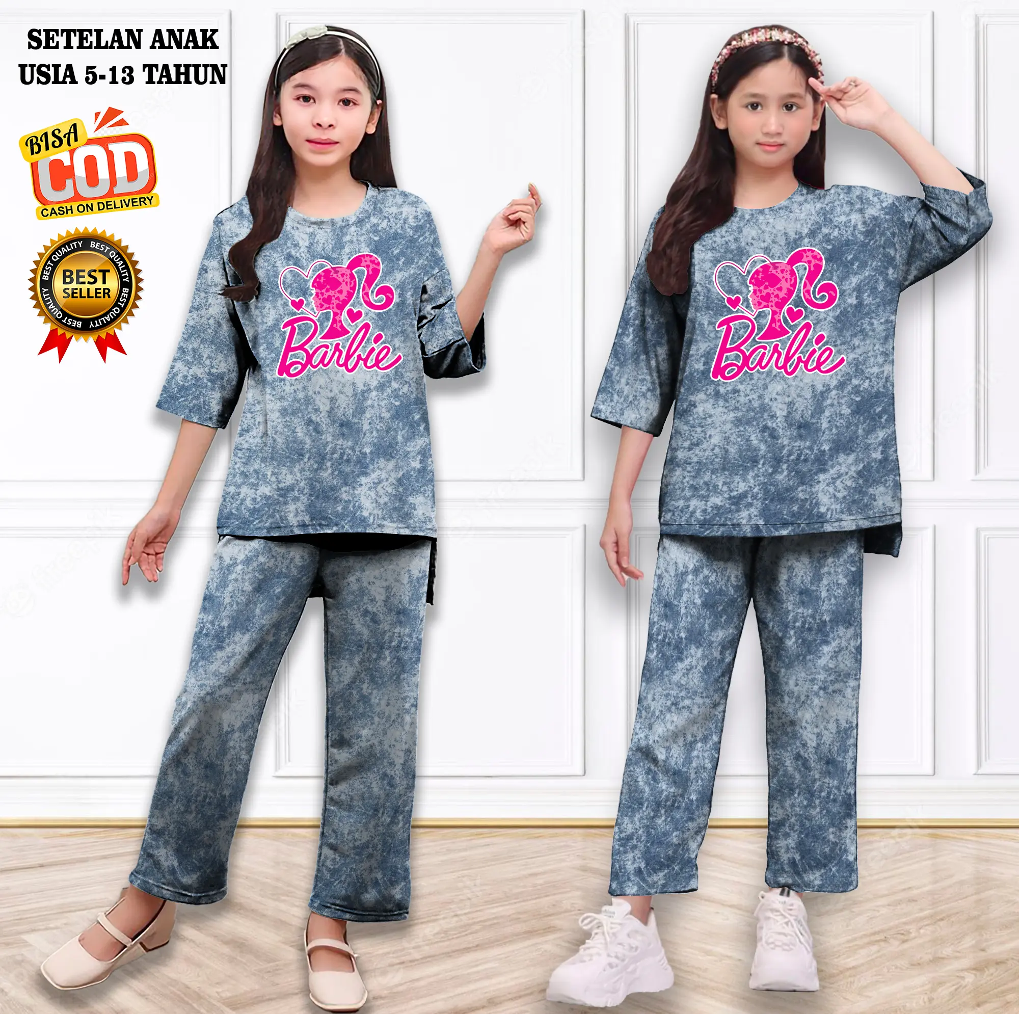 Setelan Anak Perempuan Barbie Love 5-13 Tahun Sablon DTF HOODIE KIDS