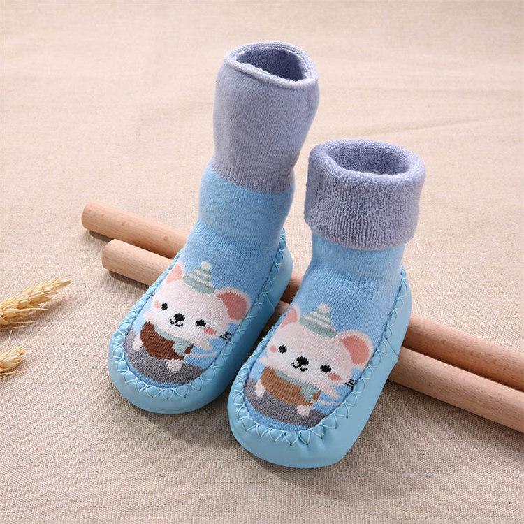 Product Introduction of Baby Rubber Shoes Toddlers Infant Sock Cartoon Animal Pattern Anti-slip Warm Terry Winter Baby Shoes 6 Months To 3 Years Old 8