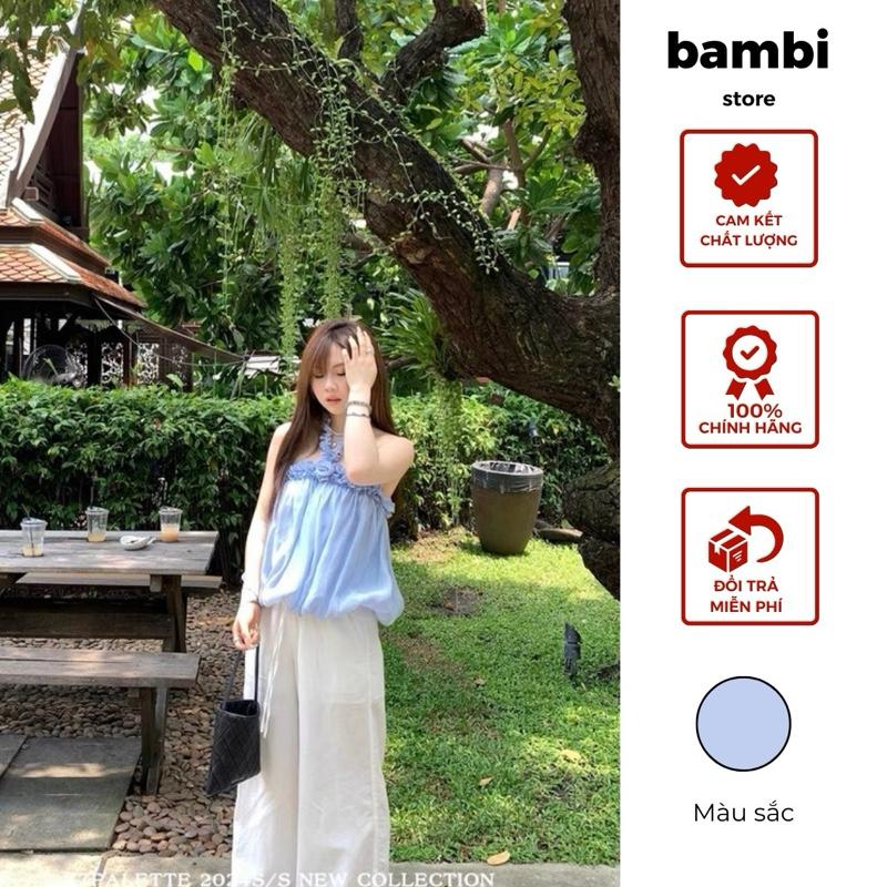 bambi áo yếm bèo phồng xanh