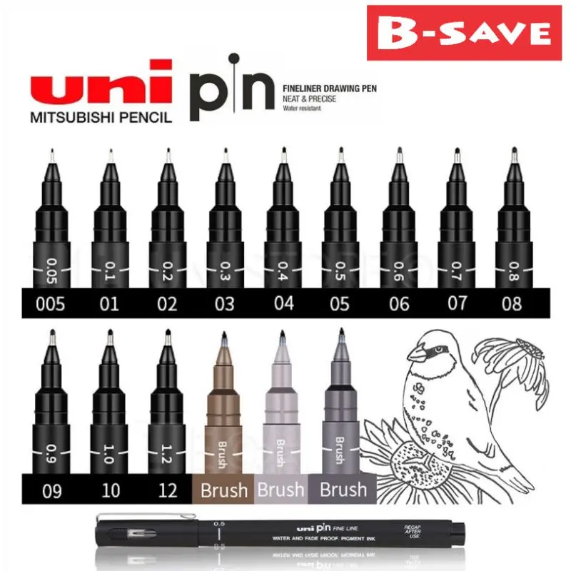 Uni Pin Fine Fine Line Drawing Pen / Brush Pen / Pigment Ink / Architecture