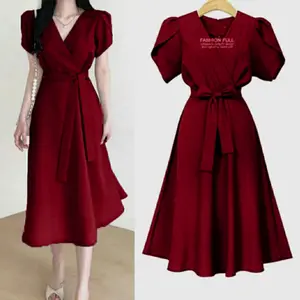 Dress Davia / Gaun Wanita Terbaru Kekinian / Dress Wanita Dewasa / Dress Wanita Modern / Dress Korean Style / Baju Wanita Elegant / Tiktok Shop Murah / MC casual nyaman Panjang Pesta  Kondangan  Cantik  Mewah