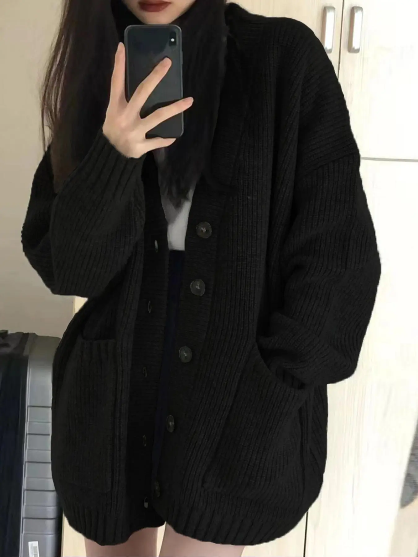 Women's Solid Button Front Pocket Sports Cardigan, Sporty Long Sleeve Knitwear for Fall & Winter, Women's Sport Clothing for Daily Wear