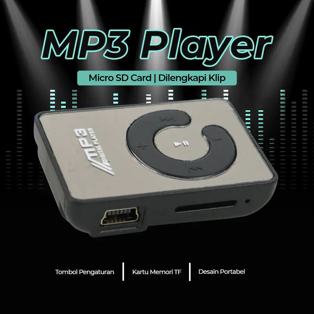 C-Logo MP3 Player Micro SD Card dengan Klip - Black