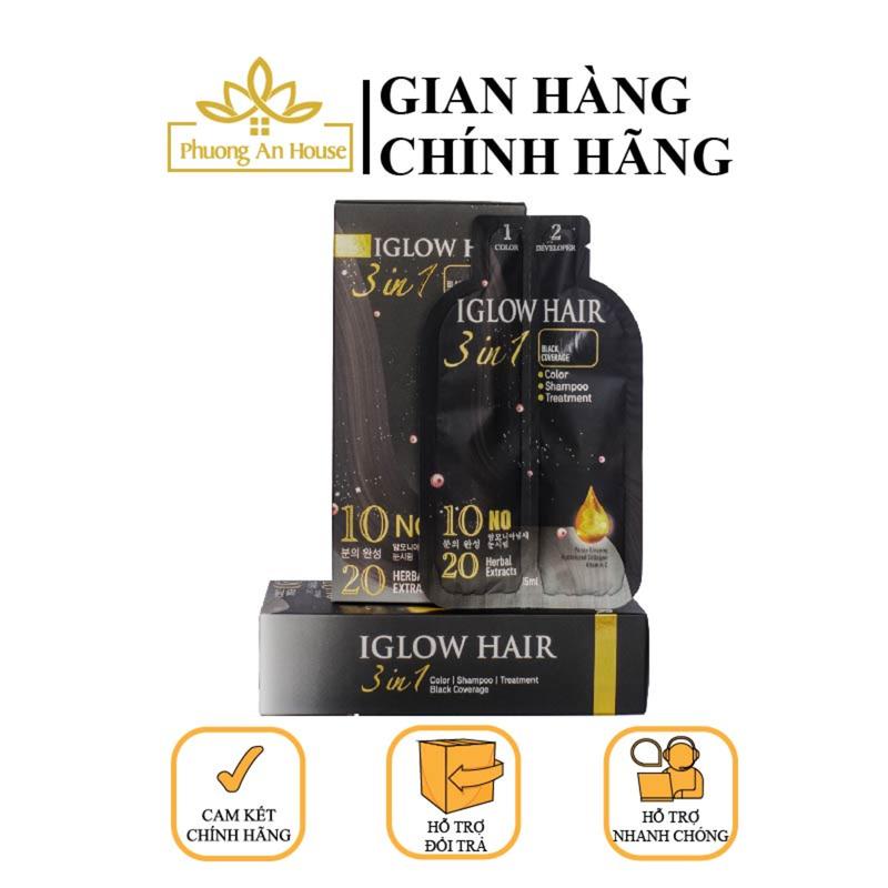 Dầu gội phủ bạc IGLOW HAIR 3in1 white hair cover Hàn Quốc