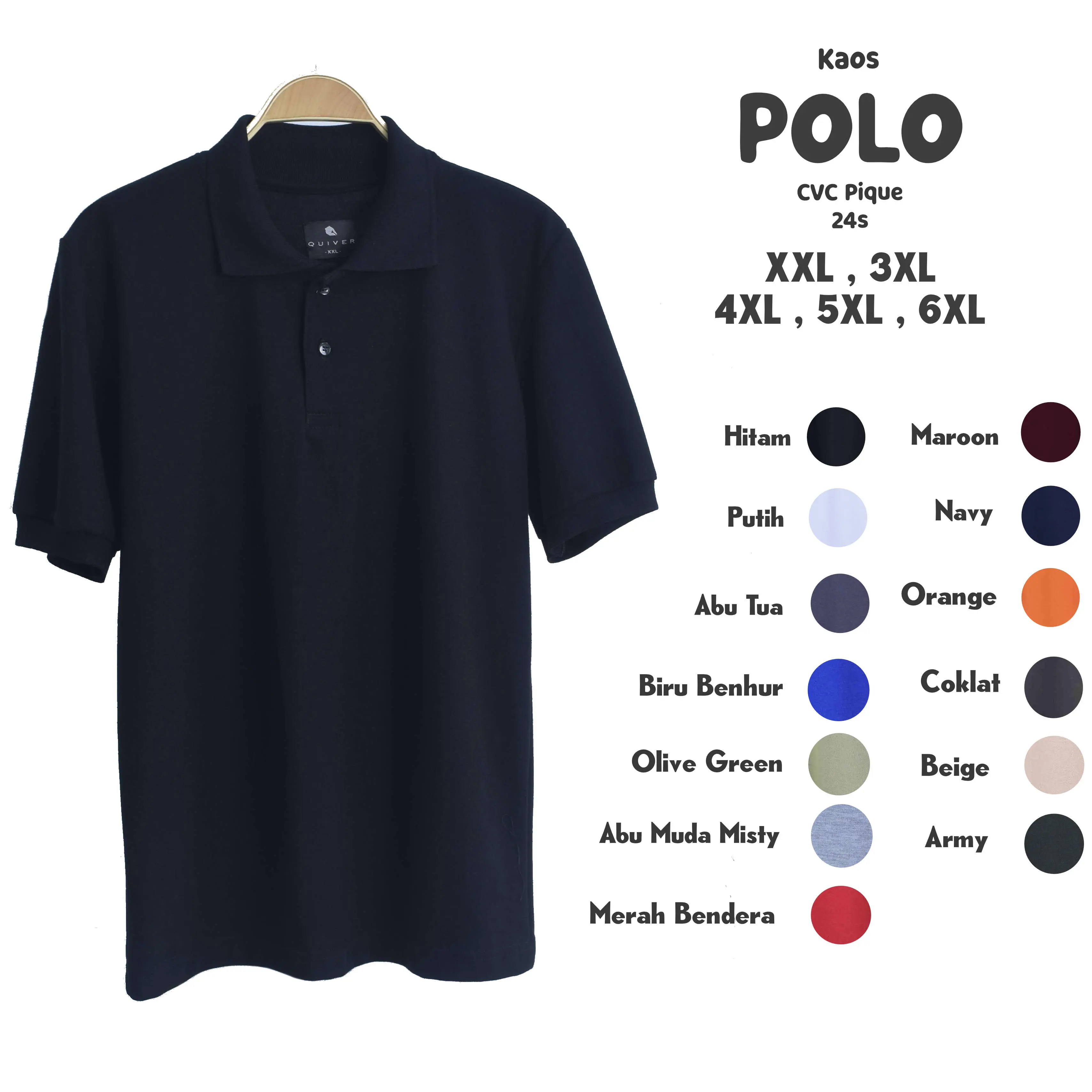 Kaos Polo Big Size Pria XXL 3XL 4XL 5XL 6XL Kerah Jumbo