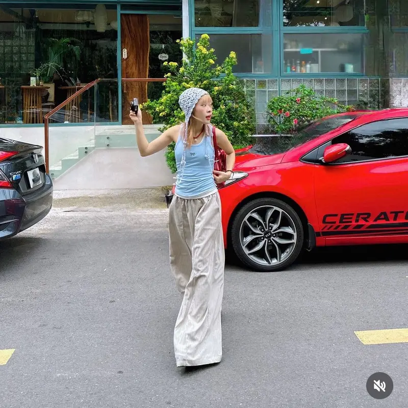 Remmus - Quần dài linen ống rộng kẻ sọc women 4
