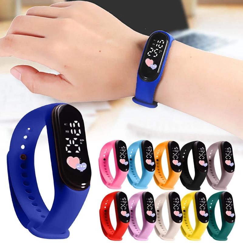 Đồng Hồ Điện Tử, Dành Cho Trẻ Em, Thời Trang, Không Thấm Nước, Thích Hợp Cho Các Môn Thể Thao Ngoài Trời, Vòng Đeo Tay, Với Màn Hình LED, Dây Đeo Silicon Có Thể Điều Chỉnh 3