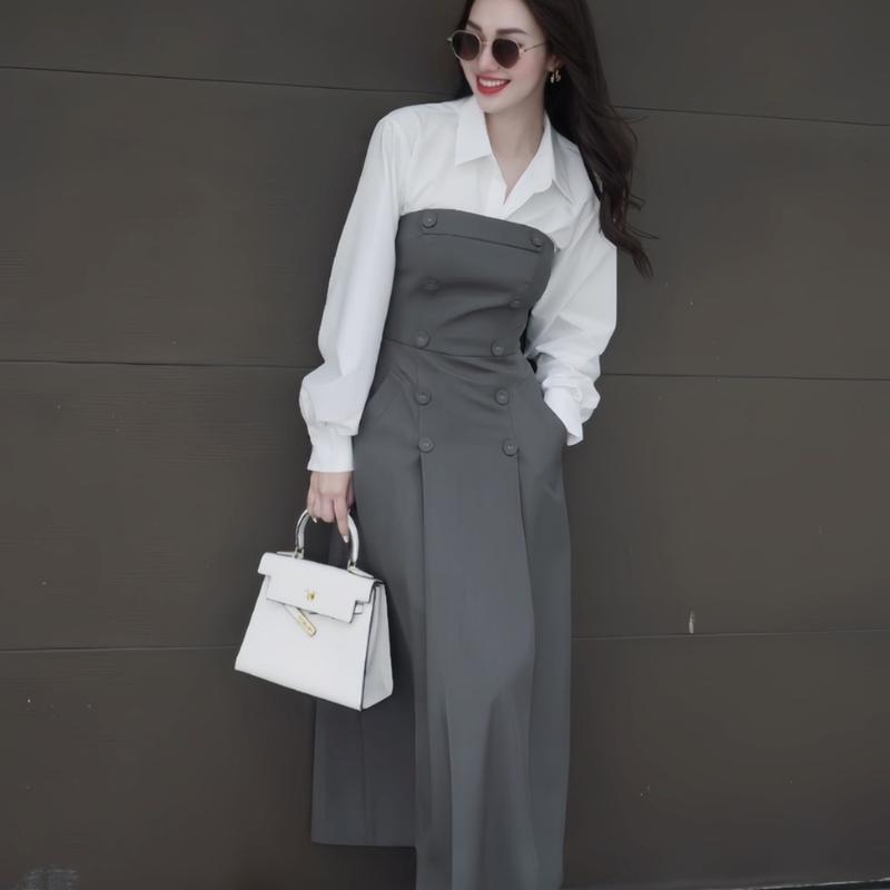 Váy Thiết Kế Hà Anh E50 dành cho nữ Đầm thiết kế Hà Anh  xếp  dáng A xoè dáng dài phù hợp đi làm đi chơi Women Dress