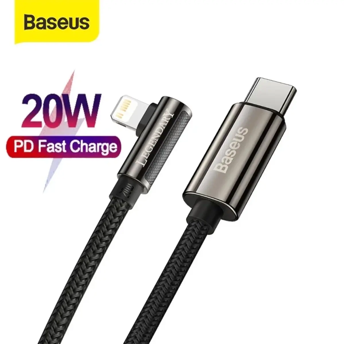 Cáp Sạc Nhanh 20W Chơi Game Cho ip BASEUS TYPE C to LIGHTNING ( 2.4A/480Mbps, LED/ Elbow Design, USB to Lightning Fast Charging ). Phụ Kiện Sạc Điện Thoại Phone