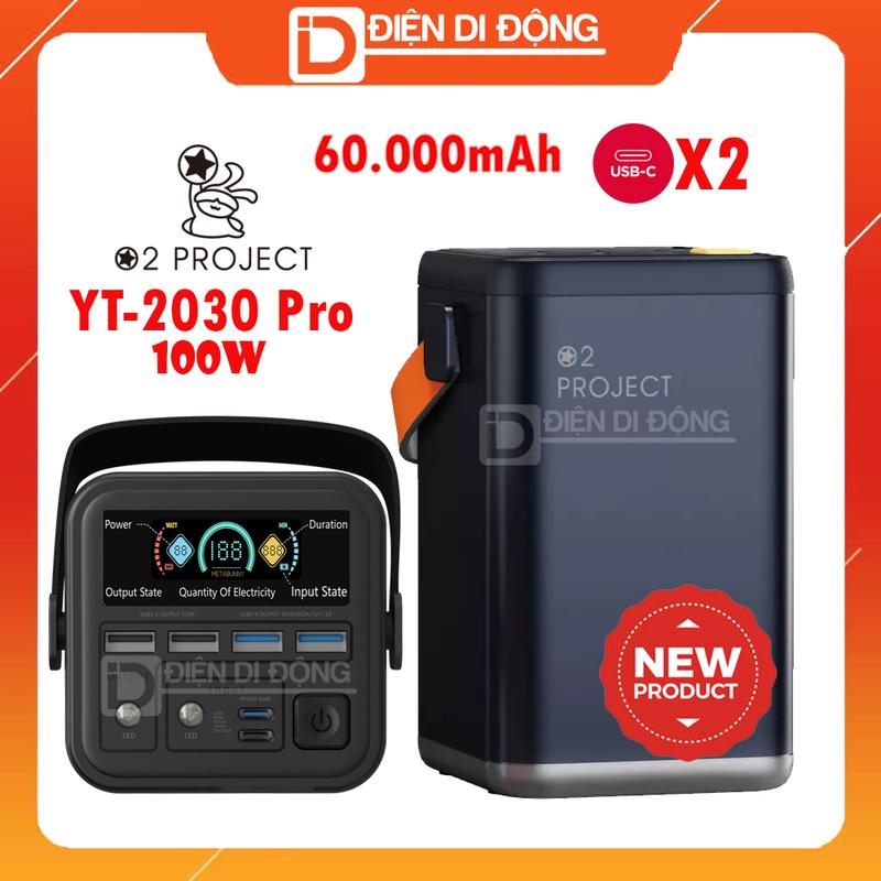All new Pin sạc dự phòng 60000mah PD100W O2 Project YT2030 Pro 100W màn hình màu LCD