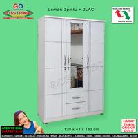 Gambar Lemari Pakaian 3pintu / Lemari 3pintu + 2Laci / Lemari 11 Storage dari Go Distrindo Mebel Surabaya Kab. Gresik 4 Tokopedia