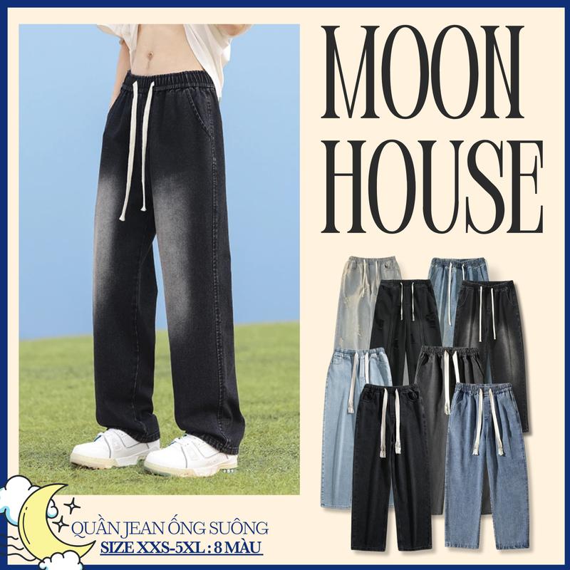 Quần jean ống suông nam nữ bigsize MOON HOUSE 09, năng động trẻ trung, cá tính thoải mái Menswear Pants Có Túi Ong