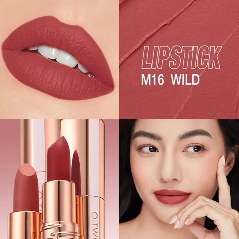 【TERSEDIA&COD】O.TWO.O Lipstik Nude Lembut Lip Balm Lipstik 8 Warna Tahan Air Tahan Lama 3