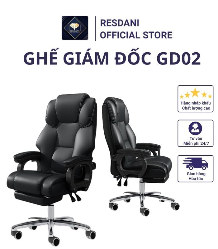GD-02 Ghế Xoay Giám Đốc Thiết Kế Công Thái Học ,Ngả Lưng Cao Cấp Da Pu Có Kê Chân Thư Giãn RESDANI