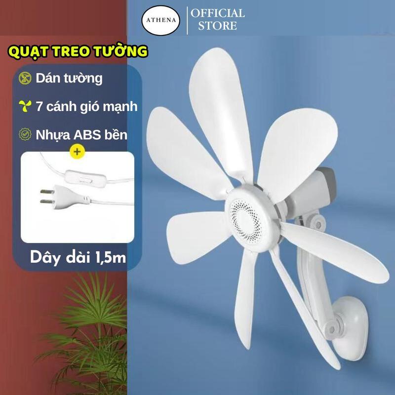 QuạT Treo Tường Mini 7 Cánh Quạt Âm Thanh Nhỏ Chống Ồn Kèm Miếng Dán Fan HH-417