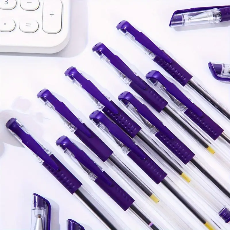 0.5mm Purple Ink Ballpoint Pen, 10pcs/set Quick Drying Ballpoint Pen, Lightweight Plastic Design Writing Pen for Office, School & Signature 3