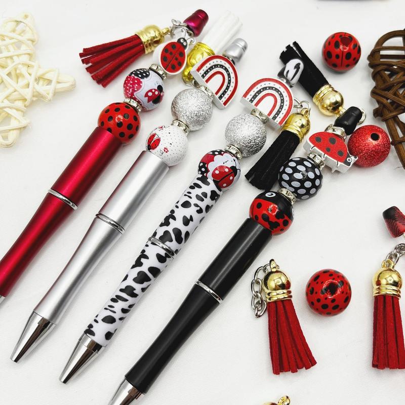 Cute Beaded Ballpoint Pen Set, 8 Counts/16 Counts DIY Beaded Ballpoint Pen with Tassel Pendant, Writing Pen for Office School Student 7