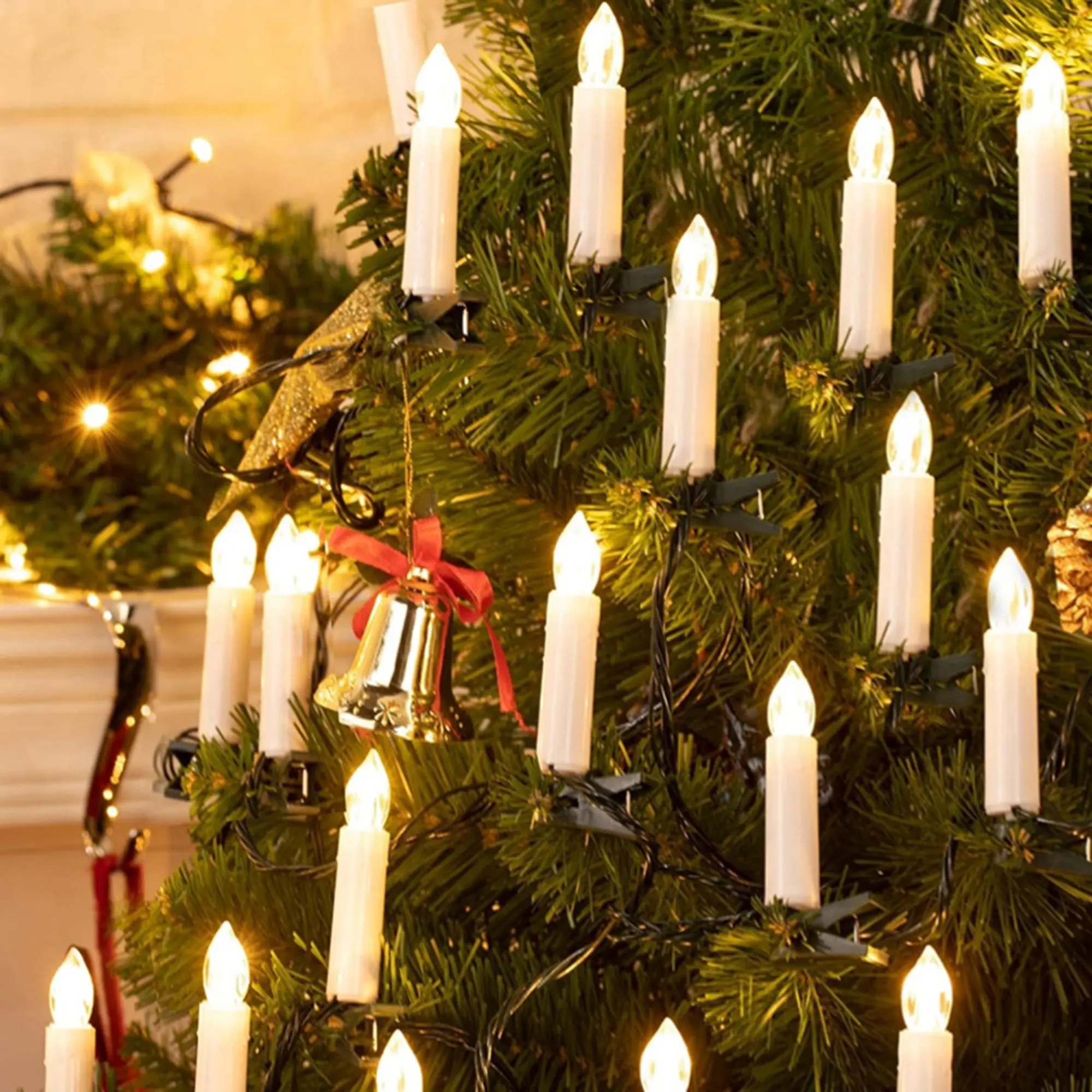 Christmas Candle String Lights, 6FT 20 LED Candle Lights with Clips Flameless Candle Light, Holiday Decorations