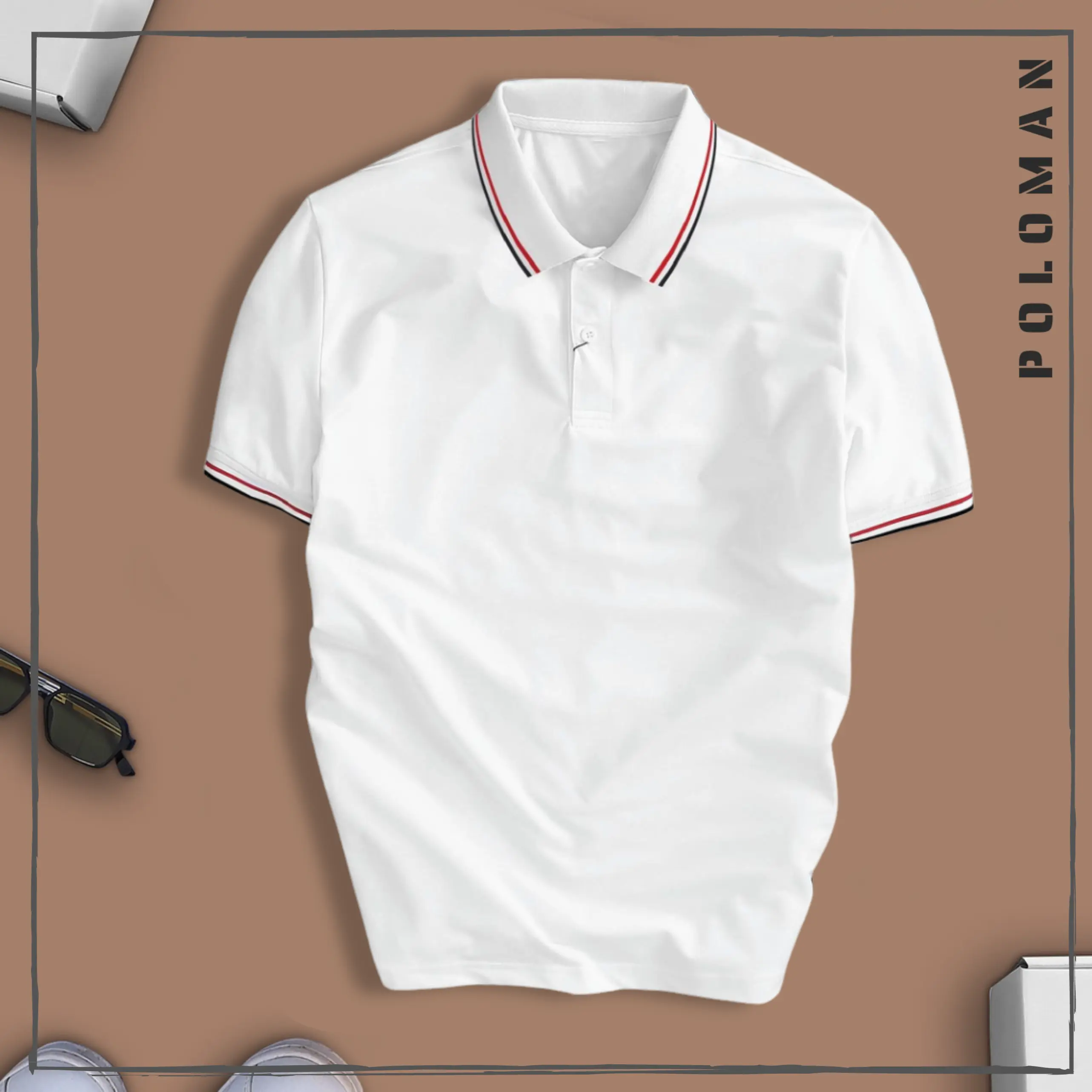 Áo Có Cổ POLOMAN COLLAR Vải CVC Cá Sấu Sang Trọng, Đứng Form - Áo Polo Tay Ngắn Thời Trang Cotton Phối Cầu Vai Menswear POLOMANOR Ngắn Tay Shirt Top Cộc Tay Đen