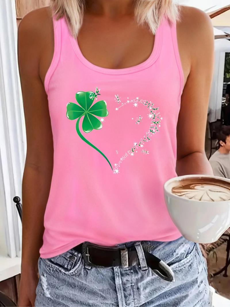 Product Introduction of Women's Heart Print Round Neck Tank Top, Casual Sleeveless Top for Daily Wear, Ladies Clothes for All Seasons 4