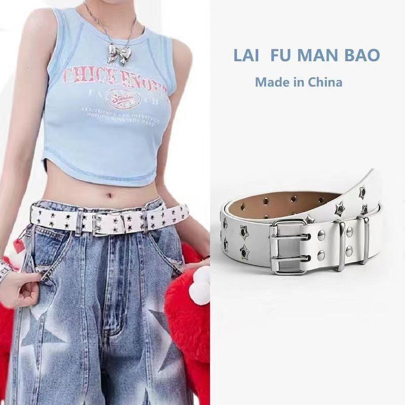 Ins Nhiều Lỗ Ngôi Sao, Dành  Nữ,   Phong Cách Mới 2025, Thích Hợp  Quần Jean Và Chân Váy Xếp Ly,   Y2K Punk, [Thanh Toán Khi Nhận Hàng]     da    nam  lv thắt lưng cho