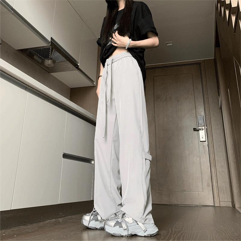Quần ống suông rộng Unisex PHỐI KHUY BẤM 2 BÊN - Quần ống rộng chất vải LỤA HÀNsiêu đẹp dễ phối đồ Menswear Nam 5