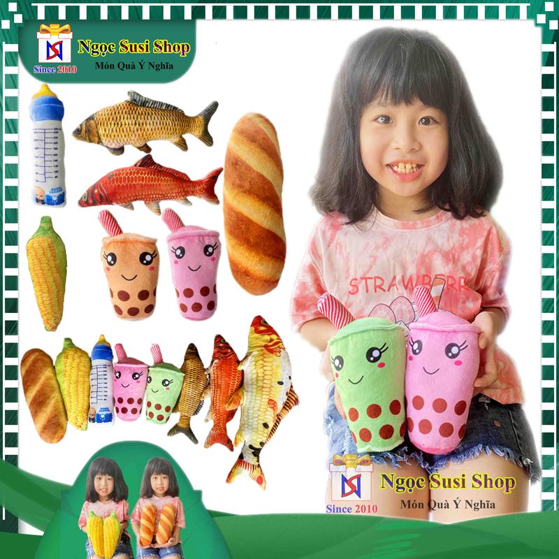 THÚ NHỒI BÔNG 3D BÁNH MÌ TRÀ SỮA BÌNH SỮA TRÁI BẮP SIZE NHÍ CHO BÉ - GẤU BÔNG 3D SIZE NHÍ Thú Bông Đồ Chơi Toy Phát Nhạc 4