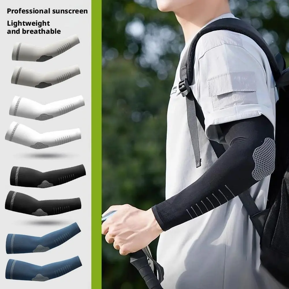 1pair Cool Ice Silk Arm Sleeves Cycling Arm Cover Sunscreen UV-protection Dryfit Cycling Arm Sleeves