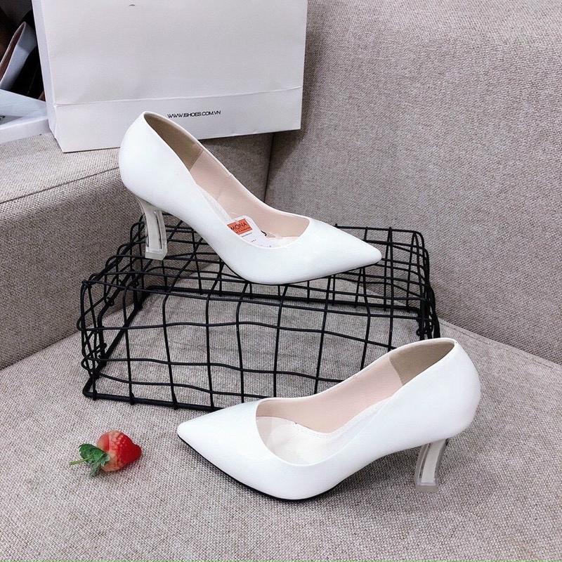 Giày cao gót Công sở da bóng gót 7p trong phối màu BM73 Nữ Shoes Đế Cao 8