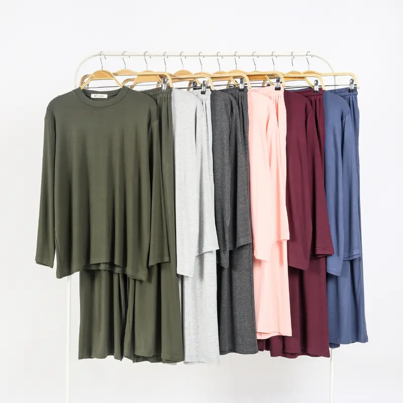 LONGSLEEVE PAJAMA | Setelan baju tidur panjang celana panjang | Rayon Piyama Nyaman Kaos Lembut | One set Wanita Dewasa 1