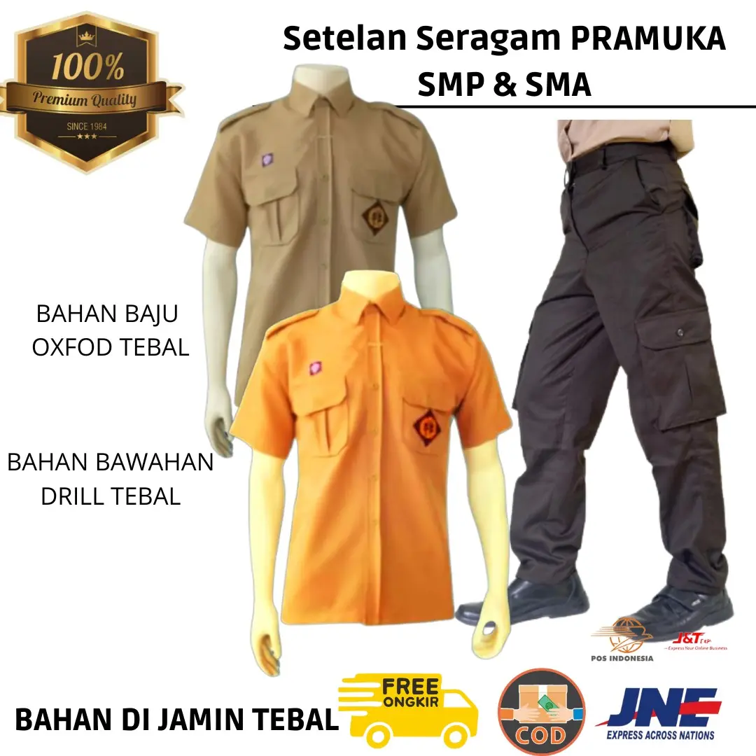 setelan seragam pramuka bantara pendek SMP dan SMA