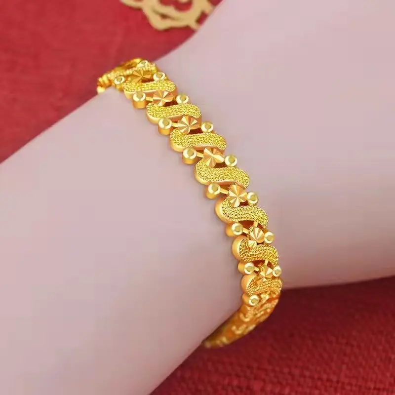 Sand gold copper gold-plated bracelet, women's transfer beads, women's versatile gifts, love street stalls, supply of goods to attract wealth, Wangjin