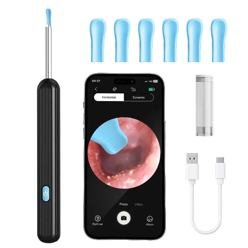 Waterproof Electric Ear Cleaner with Camera, 1 Set Ear Wax Removal Tool Kit with LED Light & Silicone Ear Spoon, Ear Care Supplies